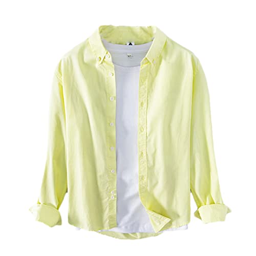 Chemise brodée en coton beige pour homme décontractée en taille L