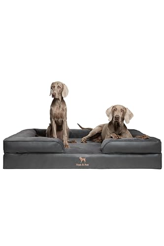 Image of NOAH & PAW Giant Dog Bed XXL, 55x45x11 Inch, Orthopedic Dog Beds, Eggshell Memory Foam Infused with Cooling Gel, Inner Cover, Water Resistant, Machine Washable (Faux Leather)