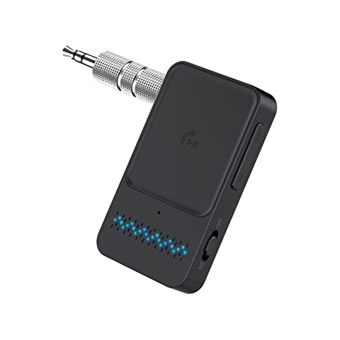 AnkePower Bluetooth Car Adapter, Wireless Aux Bluetooth 5.0 Adapter with Hands-Free Calls, Bluetooth Receiver for Car, Headphones and Home Stereo Systems (Dual Connection, 12 Hours Battery Life) Cover