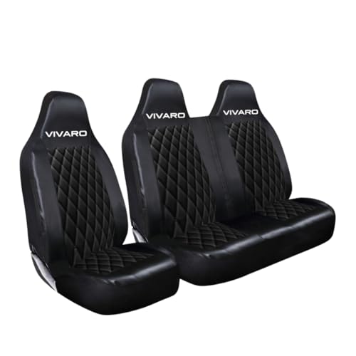 JH AUTOSTORES - FOR VAUXHALL VIVARO - PREMIUM QUILTED BLACK LEATHER FRONT DRIVER & PASSENGER SEAT COVERS SET - HEAVY DUTY WATERPROOF SEAT PROTECTORS 2+1 - SINGLE + DOUBLE 956