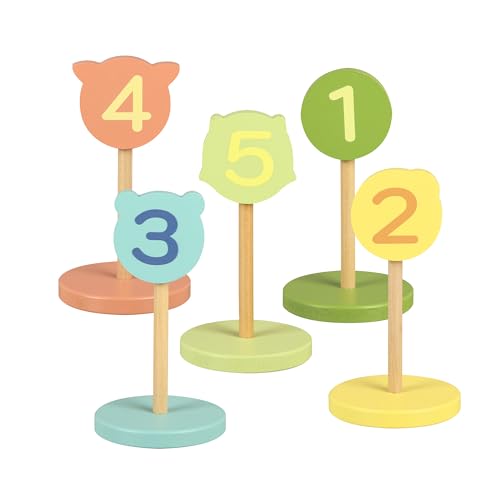 Woodland Animals Hoopla Game, 5 Numbered Poles with Animal Characters, Indoor Outdoor Family Game with 6 Rope Hoops