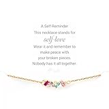 Generic Nobody Has It All Together Broken Necklace, Brass with 18K Gold Plated Broken Necklace, Colorful Cubic Zirconia Broken Mood Necklace, Inspirational Broken Necklace Jewelry for Women