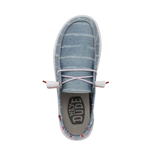 Image of Hey Dude Women's Wendy Slub CanvasMoc Toe Shoes, Denim Star, 6 UK