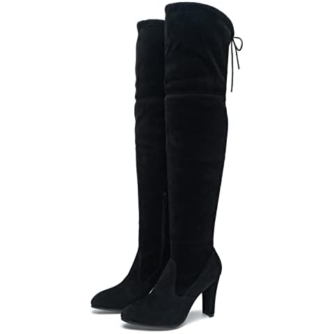 Remxi Women Over The Knee Boots Thigh High Boots Long Boots Elastic Zip High Heel Boots For Women Black Uk 7 Cover