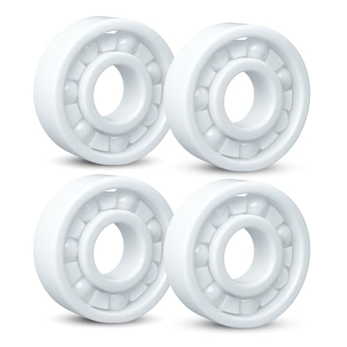 Image of JASPO UltraSpin Full Ceramic Bearing, ABEC-9 Precision 8x22x7 mm, Ultra-Smooth, High-Speed Performance, Ideal for Inline-Roller Skates-Speed Skates-Skateboards - White - 9g Lightweight (Pack Of 4pc)