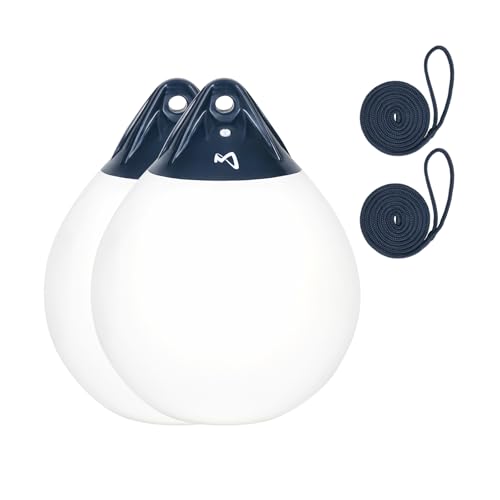 Mesle Kugelfender Globe 2er Set, ø 35,5 cm Weiss, Fender Boje, Bootsfender rund aufblasbar, Ankerboje, Fender Boot Schiff Yacht, Markierungsboje