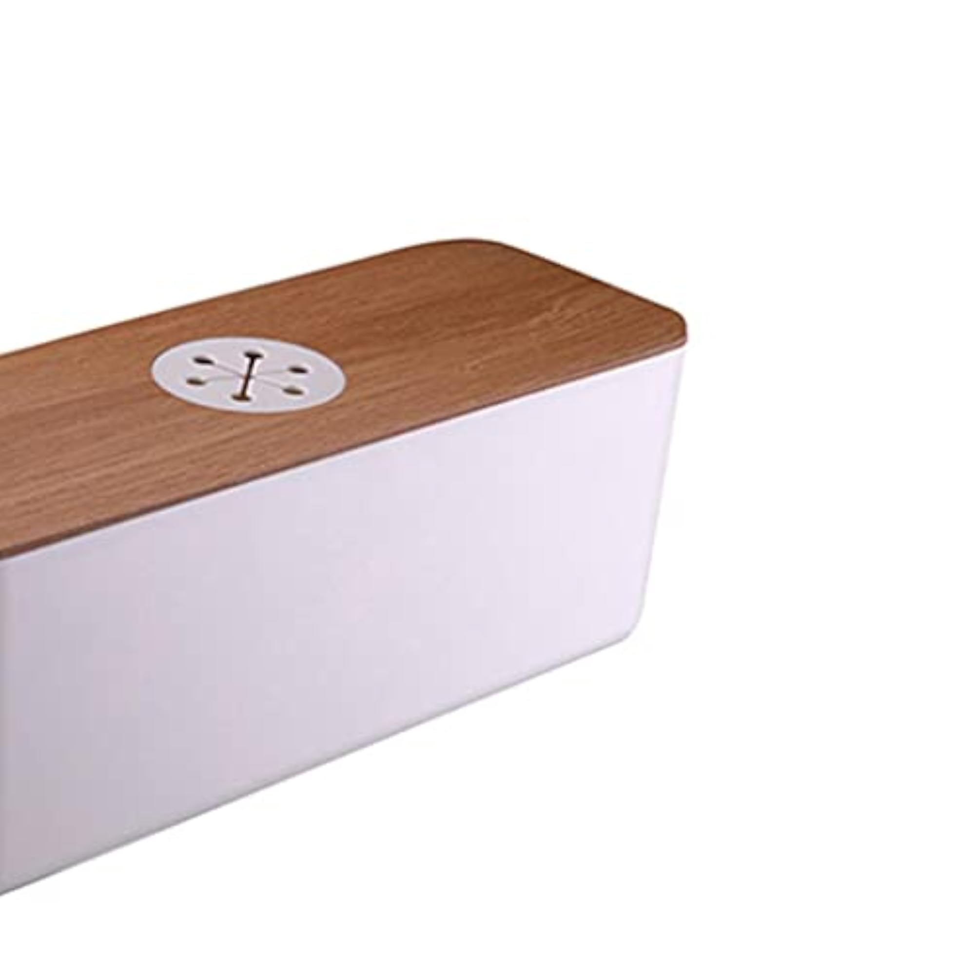 Large Cable Storage Box for Wire Management, White