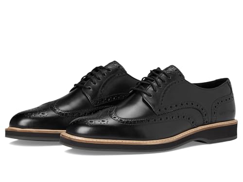 Cole Haan Men's Shoes - Morse Grand Wingtip Oxford, Black/Black/Gray Pinstripe, 10-M US
