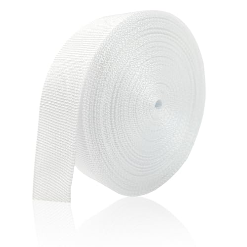 ZHFMLY ZHFMILY White 1 1/2 inch(38mm) Polyprorylene Webbing Straps 12 Yards Flat Wide Belting Webbing Handle Canvas Straps for Bags-Lawn Chair-Pet Collars-DIY Crafts #276, MS276