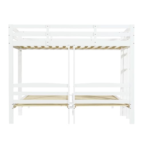 LTGB Bunk Bed Triple Sleeper with Side Ladder for Children and Teens 3FT, Ideal for Any Room,White (90x190cm,90x200cm)【UK Fast Shippment】