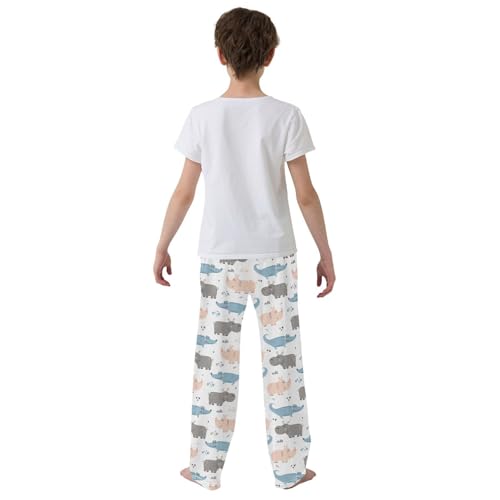 Crocodile Hippo Love Heart Boys Long Pants Soft Trousers Elastic Waist Kids Lounge Bottoms with Pockets S-XL3