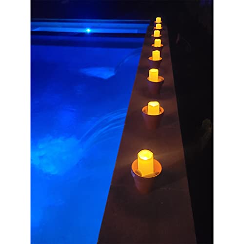 Image of 6'' Outdoor Battery Operated Flameless Candles 2 Pack Flicking Pillar LED Candles with Timer Waterproof Plastic Electric Decorative Lights for Lantern Patio Garden Home Decor Party Wedding