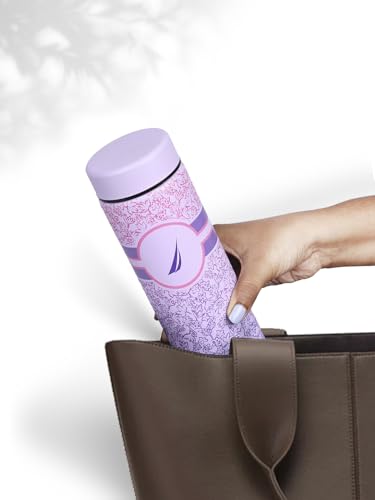 Image of NAUTICA Premium Leak-Proof Insulated Water Bottle - 1pc (Stern)| 500ml | Stainless Steel Flask with 24 Hours Temperature Retention | Ideal for Travel, Gym, Office Use Titanium Printed-Violet /Pink
