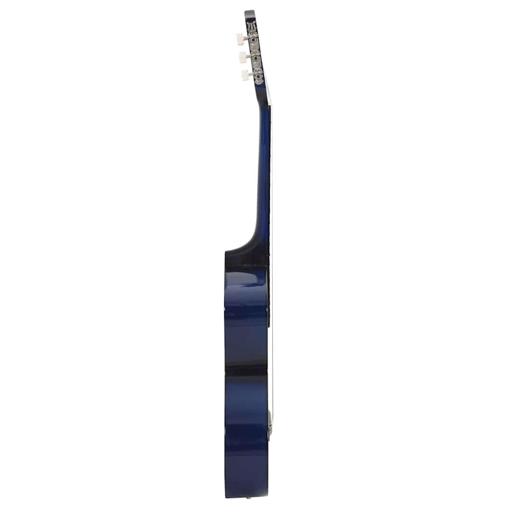 Westerngitarre 38 Zoll Set Blau, 12-tlg. Akustikgitarre mit Zubehör, Tasche, Stimmgerät & Ständer für Anfänger
