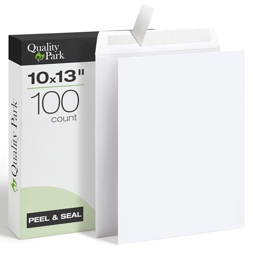 Quality Park 10 x 13 Catalog Envelopes, 100 Pack, Catalog-Style with Self Seal Closure, Heavyweight 28 lb Paper, Self Sealing Envelopes for Mailing, Filing and Organizing, White