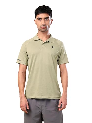 Image of TECHNOSPORT Men's 100% Polyester Slim Fit Self-Design Half Sleeve Polo T-Shirt with Double Cool, SPF50+ Properties for Gym, Workout 7 Regular Use
