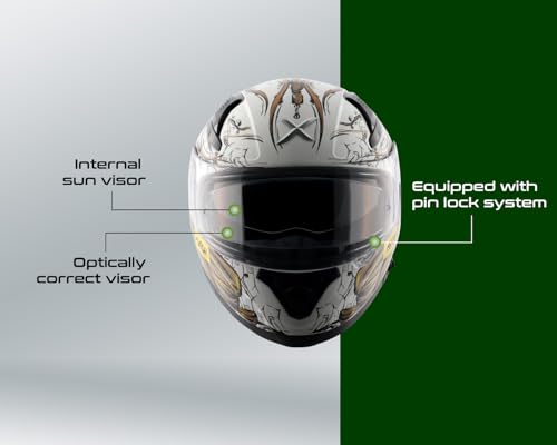 Image of Axor Apex Seadevil ISI ECE DOT Certified Full Face Dual Visor Helmet for Men and Women with Pinlock Fitted Outer Clear Visor and Inner Smoke Sun Visor White Gold(L)