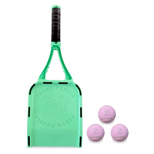 Pooch Paddle Dog Ball Launcher with 3 Balls - Long-Distance Ball Thrower for Dogs with Ergonomic Grip & 3 Durable Balls – Hands-Free Pickup, Slobber-Free Play for Park, Beach & Backyard