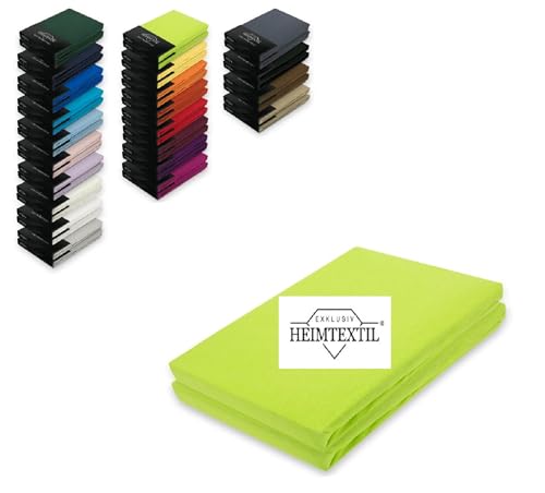 EXKLUSIV HEIMTEXTIL Doppelpack Jersey Premium Spannbettlaken 100% Baumwolle Öko - Tex Zertifiziert, Markenqualität, Matratzenhöhe bis 25 cm, Apfelgrün 90-100 x 200 cm