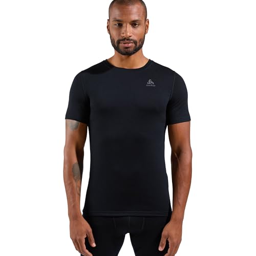 Odlo Thermounterwäsche Merino 200 | Schwarz | Größe L | Merino Unterwäsche für Herren | Kurzarm Thermoshirt
