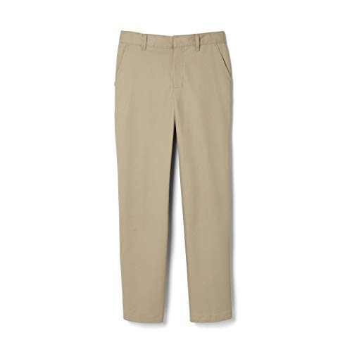 French Toast Boys' Relaxed Fit Twill Pant with Adjustable Waist in Standard Slim and Husky, Khaki Beige, 8