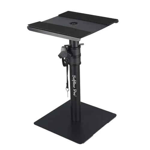 Image of Softline Pro Desktop Studio Monitor Speaker Stand Square Base Tabletop Stand Anti-Vibration Foam Pads Fits 4 inch-8 inch Speakers Heavy Duty 15 Kg Load Capacity - SP 902 T (Single)