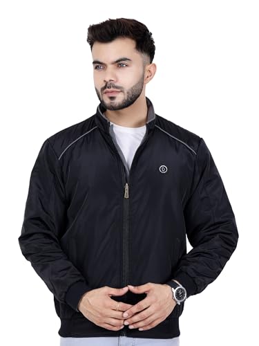 Image of Dollar Full Sleeves Bomber Jacket for Men | TPU Men's Standing Collar Lightweight Winter Jacket, Regular Fit