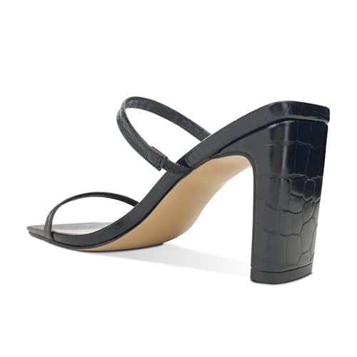 Women's Heeled Sandals Square Toe Two Strap Block Heels Sandals for Women, Slip on High-heeled Sandal Comfortable Strappy Heels for Party Wedding Dress Shoes4