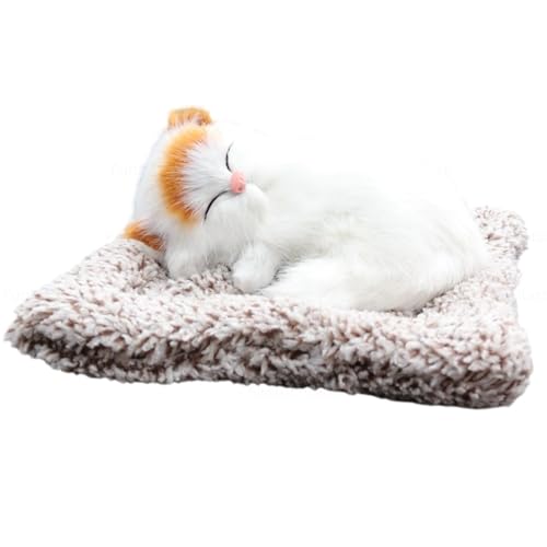 Image of FunBlast Cute Sleeping Cat Plush Toy with Meow Sound, Gift for Kids, Toy Accessories for Car Dashboard (White-2)
