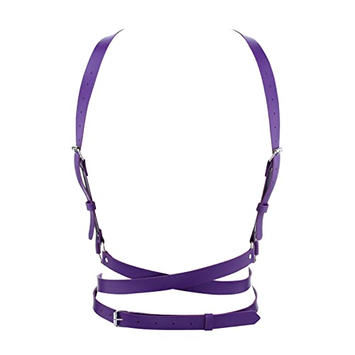 eYLun Women Leather Harness Punk Body Waist Belt - Adjustable Purple