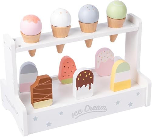 Vzqr アイスクリーム屋さん おままごとセット 木製おもちゃ カウンター ごっこ遊び 知育玩具 アイスクリームショップ 男の子 女の子 3歳以上 誕生日 プレゼント ギフト 人気
