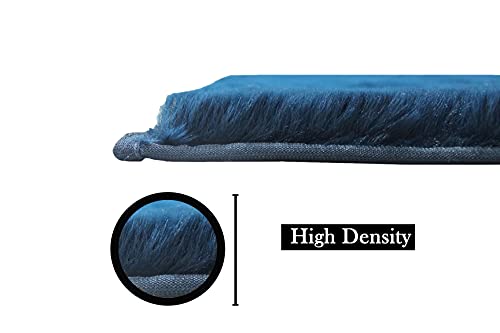 Image of Luxe Home Rabbit Fur Soild Bath Mat Super Soft, Anti-Slip, Washable, Rectangle, for Bathroom Door Mate, Bedroom Door Mats (Teal, 45x75 cm)