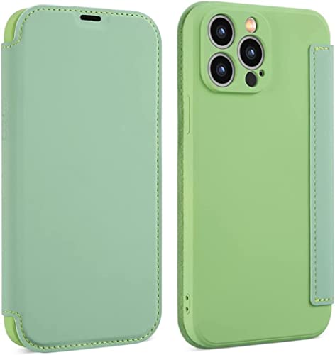 Étui portefeuille iPhone 13 Pro Max vert avec fentes cartes et coque TPU