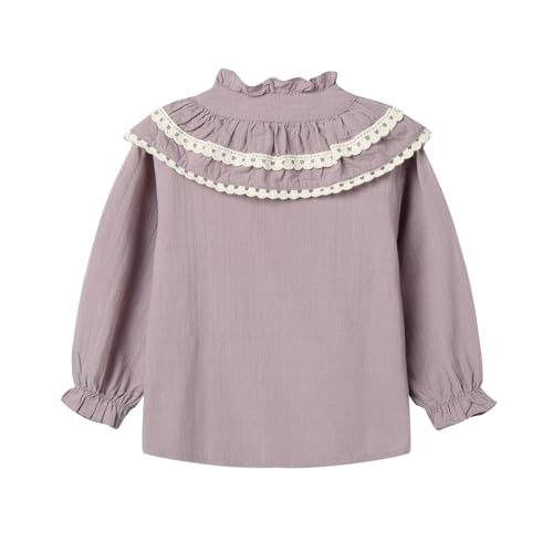 Image of Mud Kingdom Girls Blouse Shirts Spring Fall Long Sleeve Button-Down Top Ruffle Collar