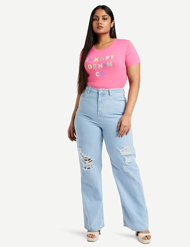 Image of Amazon Brand - Symbol Women Baggy Wide Leg Jeans (High Rise | Full Length) (Available in Plus Sizes)