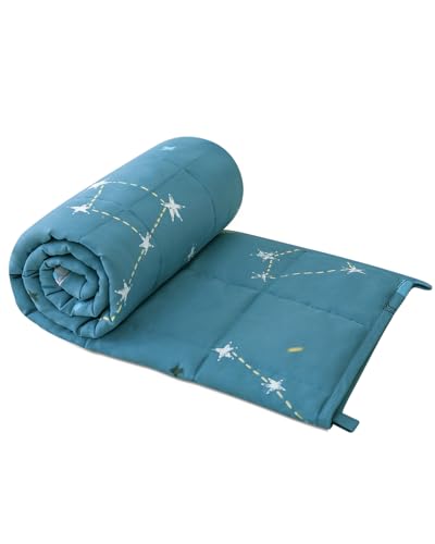 Sivio Weighted Blanket - 100% Cotton Heavy Blanket 5lbs, 36 x 48 inches, Moon and Star Pattern, Breathable Soft Throw Blanket for Calm Sleeping for Home and School Nap