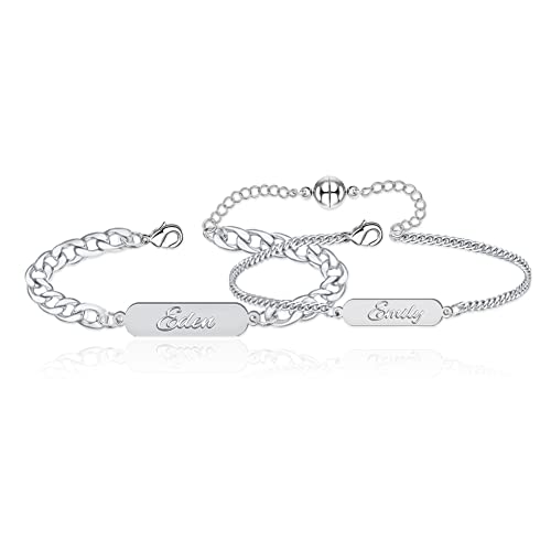 Dreamdecor Matching Magnetic Couples Bracelets Custom Name Long Distance Bracelets for Boyfriend and Girlfriend