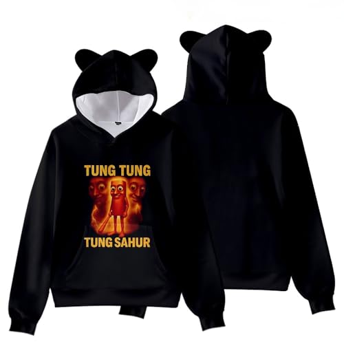 Szara Kids Tungtungtung Character Group Cat Ear Hoodie Boys Tralalero Tralala 3D Figure Printed Sweatshirt