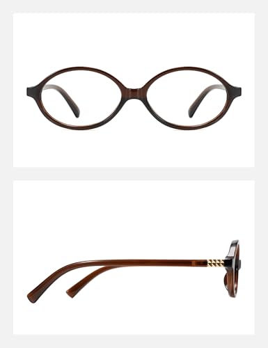 Image of Slocyclub Oval Blue Light Blocking Glasses for Women with Eyeglass Case | Filters harmful blue light, reduces eye strain, Vintage oval frame, Lightweight for daily wear