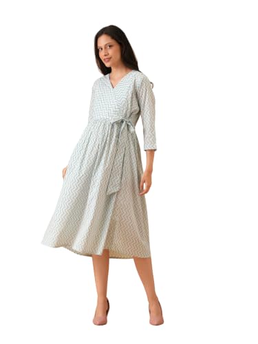Image of The Mom Store Maternity and Nursing Dress | Pre and Post Pregnancy Dress for Womens | Zipper /Button Opening | Causal Wear | Trendy Stylish Causal Dresses for New Moms