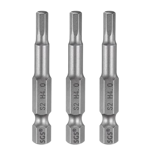 HARFINGTON 3pcs H4.0 Hex Head Drill Bit Wrench 4mm Metric Flat Tip 1/4