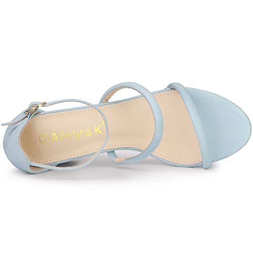 Allegra K Allegra K Women's Open Toe Strappy Sky Blue Chunky Heels Sandals 8 M US