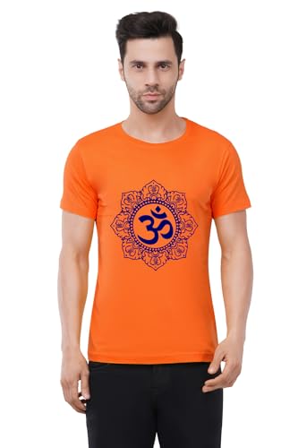 Image of Caseria Men's Cotton Printed T-Shirt -Om Designer | 100% Cotton | Half Sleeves | Regular Fit | Printed | Round Neck | Graphic T Shirt