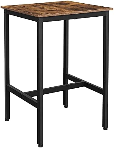 VASAGLE Bar Table, Small Kitchen Dining Table, High Top Pub Table, Height Cocktail Table for Living Room Party, Sturdy Metal Frame, 23.6 x 23.6 x 35.4 Inches for Narrow Spaces, Rustic Brown and Black