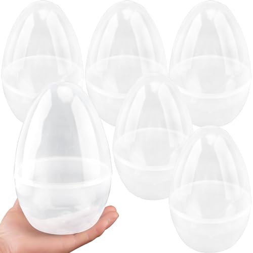 Octaday 8 Pack 8 Inch Jumbo Fillable Easter Eggs White Plastic Easter Eggs Translucent Empty Large Easter Egg for Kids Surprise Egg Hunt Easter Theme Party Decor