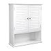 VASAGLE Meuble Mural, Meuble de Rangement Suspendu pour Salle de Bains, Étagère Réglable, Double Porte et Étagère Ouverte, 60 x 20 x 70 cm, Ligneux, Blanc BBC27WT