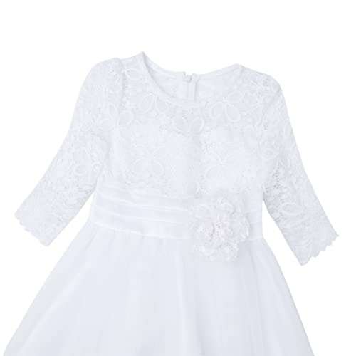 iiniim Girls Kids Floral Lace First Communion Dress Half Sleeves Wedding Bridesmaid Pageant Party Gown3