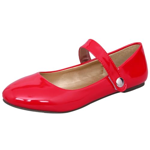 Women Round Toe Ballet Shoes Work Patent Flats Casual