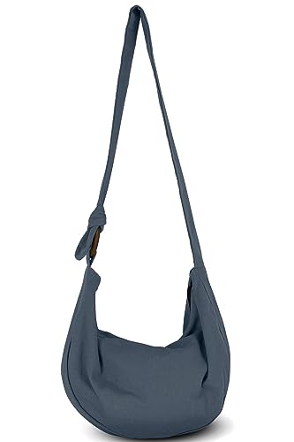 Cozy Hobo Crossbody Bag for Women | Handmade Cotton Boho Purse with Wooden Ring | Lightweight Slouchy Shoulder Tote Bag