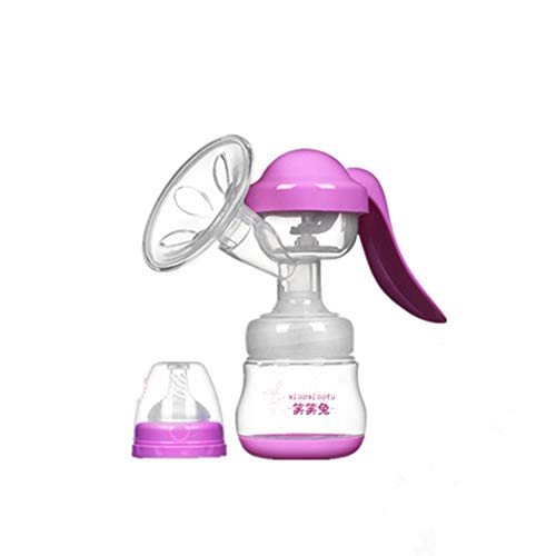 Bomba de lactancia manual de silicona con succión de 150 ml para leche con una sola manija y boquilla y tapa morado